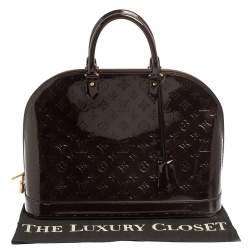 Pre Owned حقيبة لوي فيتون ألما جلد لامع مونوغرامي أحمر داكن