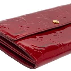مملوكة مسبقًا محفظة لوي فيتون سارا جلد لامع مونوغرامي أحمر