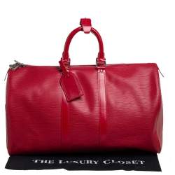 Louis Vuitton Red Epi Leather Keepall 45 