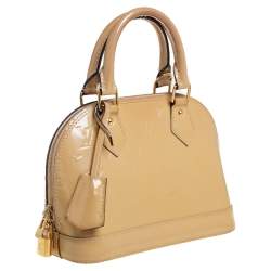Pre Owned Louis Vuitton Beige Poudre Monogram Vernis Alma BB Bag
