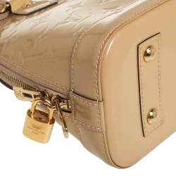 Pre Owned Louis Vuitton Beige Poudre Monogram Vernis Alma BB Bag