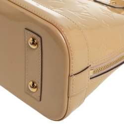 Pre Owned Louis Vuitton Beige Poudre Monogram Vernis Alma BB Bag