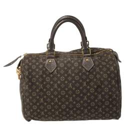 Pre Owned Louis Vuitton Fusain Monogram Mini Lin Canvas Speedy 30 Bag