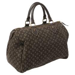 Pre Owned Louis Vuitton Fusain Monogram Mini Lin Canvas Speedy 30 Bag