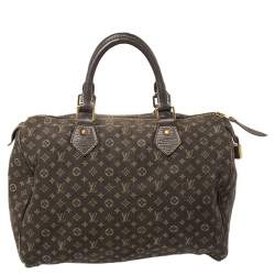 Pre Owned Louis Vuitton Fusain Monogram Mini Lin Canvas Speedy 30 Bag
