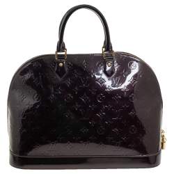 Pre Owned حقيبة لوي فيتون ألما جلد مونوغرامي لامع عنابي كبيرة