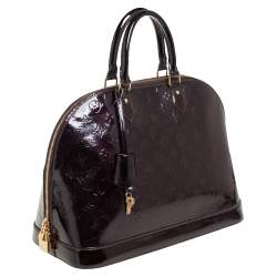 Pre Owned حقيبة لوي فيتون ألما جلد مونوغرامي لامع عنابي كبيرة