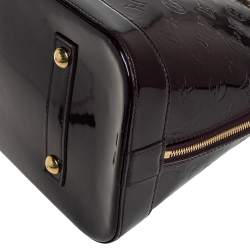 Pre Owned حقيبة لوي فيتون ألما جلد مونوغرامي لامع عنابي كبيرة