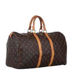 Pre Owned Louis Vuitton Brown Monogram Canvas Keepall 45 Bag