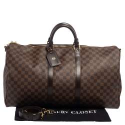 مملوكة مسبقًا حقيبة لوي فيتون كيبال باندولير 55 كانفاس دامييه إيبين