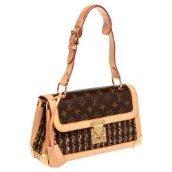 Pre Owned Louis Vuitton Monogram Coated Canvas, Tweed, and Leather Trim Limited Edition 0805 Rabat Bag