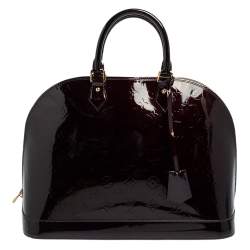 Pre Owned Louis Vuitton Amarante Monogram Vernis Alma GM Bag