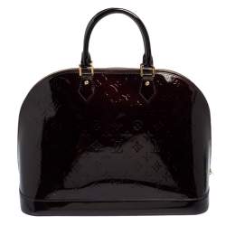 Pre Owned حقيبة لوي فيتون ألما جلد مونوغرامي لامع عنابي كبيرة