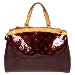 Pre Owned Louis Vuitton Rouge Fauviste Monogram Vernis Brea MM Bag