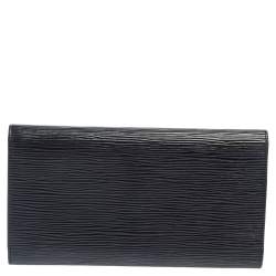 Pre Owned Louis Vuitton Noir Epi Leather Flap Wallet