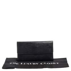 Pre Owned Louis Vuitton Noir Epi Leather Flap Wallet