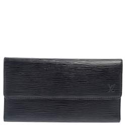 Pre Owned Louis Vuitton Noir Epi Leather Flap Wallet