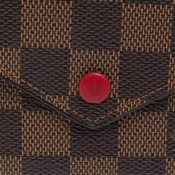 Pre Owned Louis Vuitton Damier Ebene Canvas Victorine Wallet 