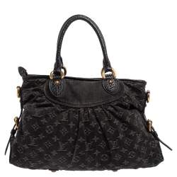 Pre Owned Louis Vuitton Black Monogram Denim Neo Cabby MM Bag