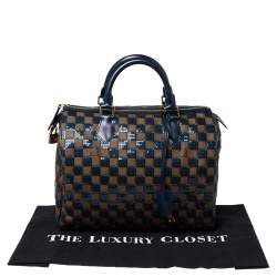Pre Owned Louis Vuitton Blue Damier Ebene Paillettes Limited Edition Speedy 30 Bag