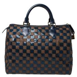 Pre Owned Louis Vuitton Blue Damier Ebene Paillettes Limited Edition Speedy 30 Bag