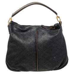 Pre Owned Louis Vuitton Black Monogram Mahina Leather Selene MM Bag