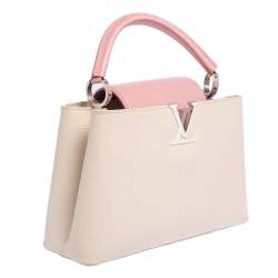 مملوكة مسبقًا Louis Vuitton Galet/Pink Taurillon Leather Capucines MM Bag
