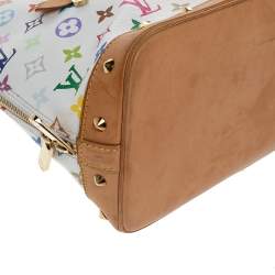 Pre Owned Louis Vuitton White Multicolor Monogram Canvas Alma PM Bag