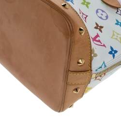 Pre Owned Louis Vuitton White Multicolor Monogram Canvas Alma PM Bag