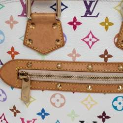 Pre Owned Louis Vuitton White Multicolor Monogram Canvas Alma PM Bag