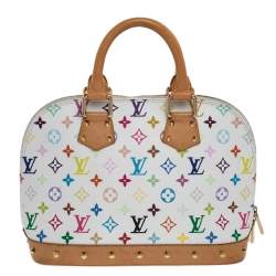 Pre Owned Louis Vuitton White Multicolor Monogram Canvas Alma PM Bag