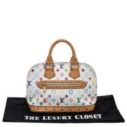Pre Owned Louis Vuitton White Multicolor Monogram Canvas Alma PM Bag