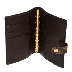 Pre Owned Louis Vuitton Damier Ebene Canvas Small Ring Agenda Cover
