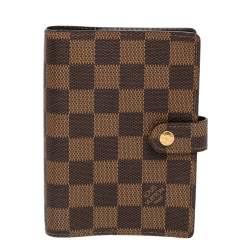 Pre Owned Louis Vuitton Damier Ebene Canvas Small Ring Agenda Cover