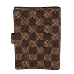 Pre Owned Louis Vuitton Damier Ebene Canvas Small Ring Agenda Cover