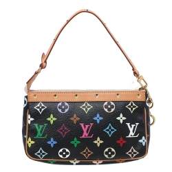 Pre Owned Louis Vuitton Black Multicolore Monogram Canvas Pochette Accessories