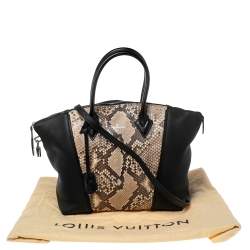 Pre Owned Louis Vuitton Black/Beige Taurillon Leather and Python Soft Lockit PM Bag