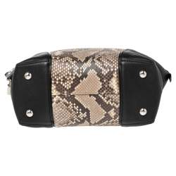 Pre Owned Louis Vuitton Black/Beige Taurillon Leather and Python Soft Lockit PM Bag