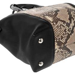 Pre Owned Louis Vuitton Black/Beige Taurillon Leather and Python Soft Lockit PM Bag