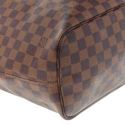 Louis Vuitton Damier Ebene Canvas Neverfull and Leather MM Bag