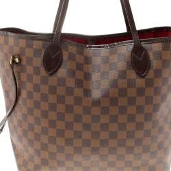 Louis Vuitton Damier Ebene Canvas Neverfull and Leather MM Bag
