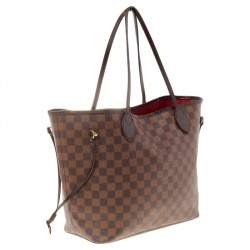 Louis Vuitton Damier Ebene Canvas Neverfull and Leather MM Bag