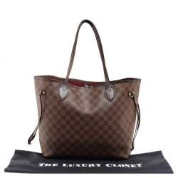 Louis Vuitton Damier Ebene Canvas Neverfull and Leather MM Bag