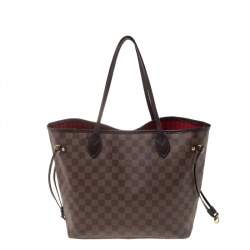 Louis Vuitton Damier Ebene Canvas Neverfull and Leather MM Bag