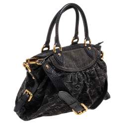 مملوكة مسبقًا حقيبة يد توتس لوي فيتون نيو كابي دنيم مونوغرامي رصاصي متوسطة