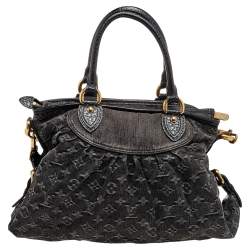 مملوكة مسبقًا حقيبة يد توتس لوي فيتون نيو كابي دنيم مونوغرامي رصاصي متوسطة