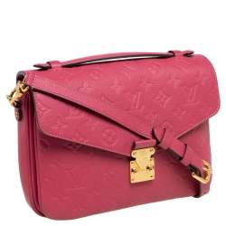 Pre Owned Louis Vuitton Rose Freesia Monogram Empreinte Leather Pochette Metis Bag