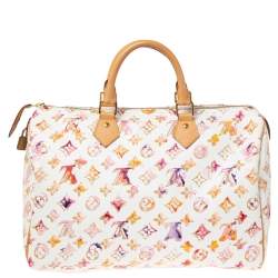 Pre Owned Louis Vuitton Monogram Canvas Watercolor Aquarelle Richard Prince Speedy 35 Bag