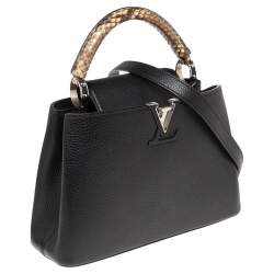 مملوكة مسبقًا Louis Vuitton Black Leather and Python Capucines BB Bag