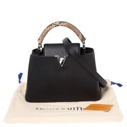 مملوكة مسبقًا Louis Vuitton Black Leather and Python Capucines BB Bag